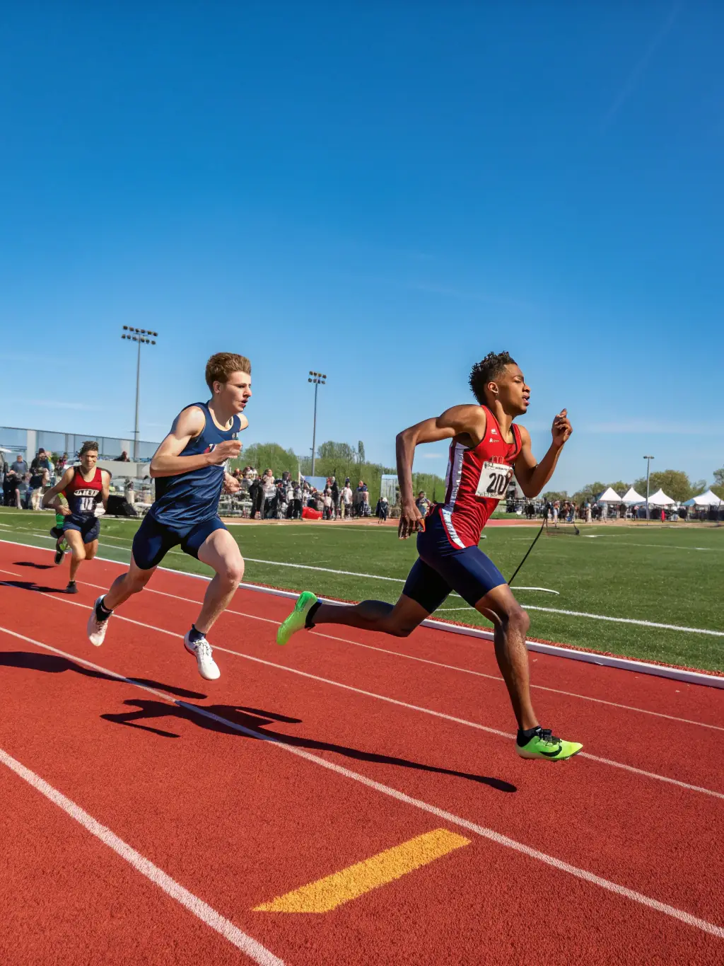Students participating in a track and field event, demonstrating individual athletic skills and determination.