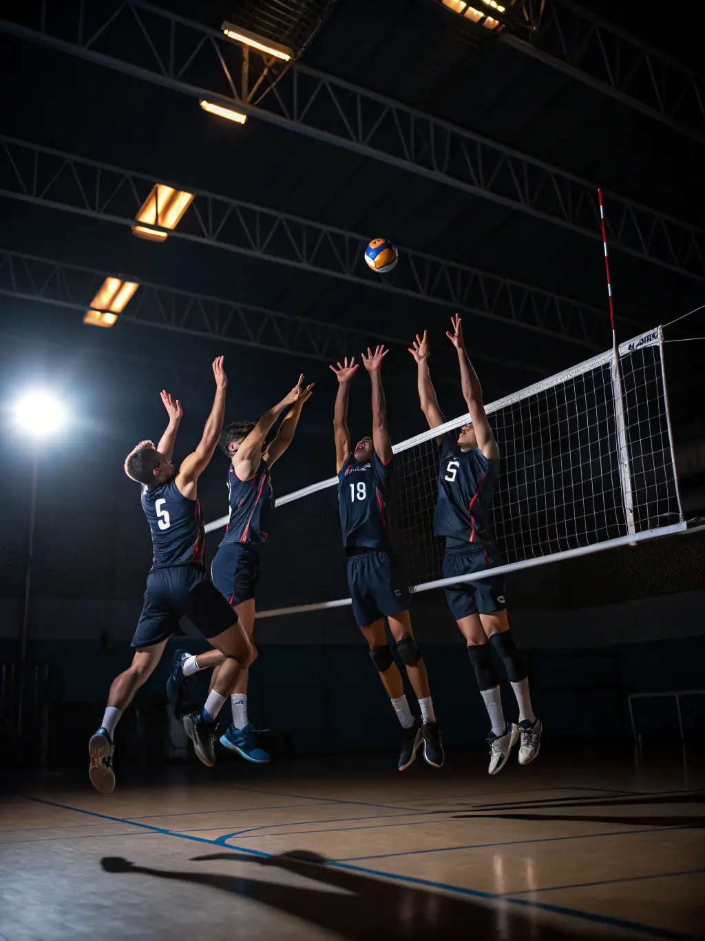 Students practicing their volleyball skills during a training session, emphasizing agility and coordination.